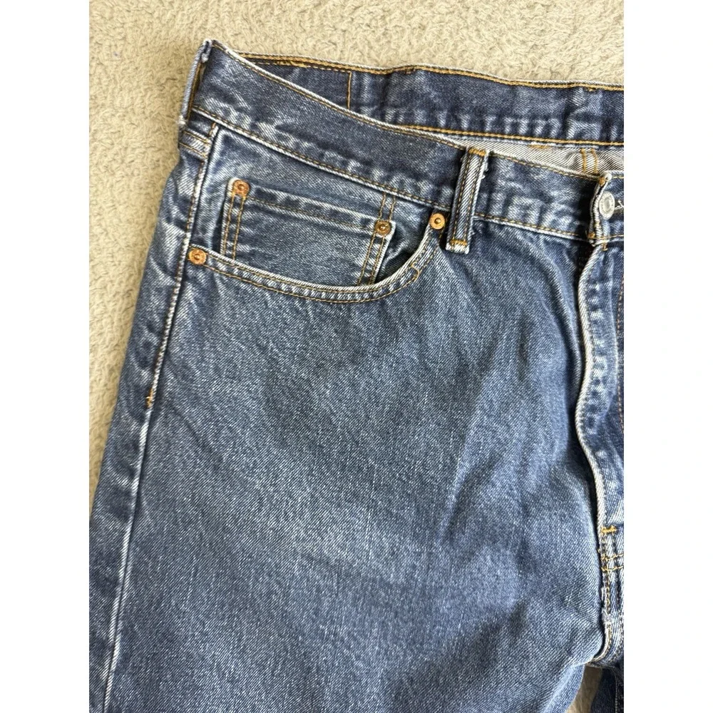 Levis 505 Jeans Mens Size 38 X 34 Blue Straight Leg‎ Dark Wash Classic Denim